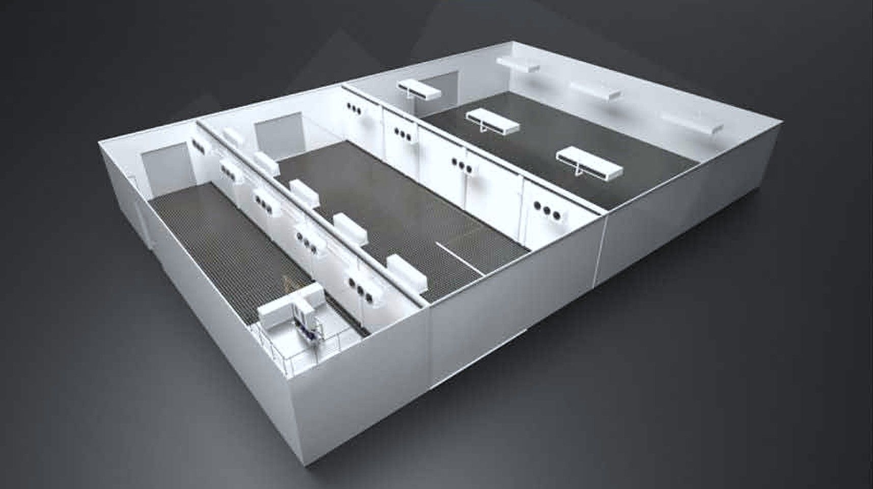 Modelo 3D de los cuartos fríos de Aerosan